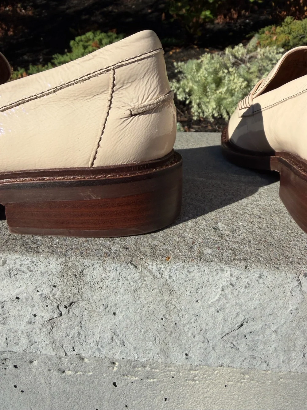 Sofft Beige Patent Leather Penny Loafers size 6M. These shoes were a sample pair